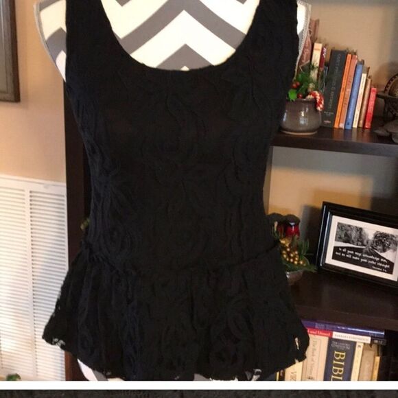 Alfani Black Peplum Top XS - Picture 2 of 5